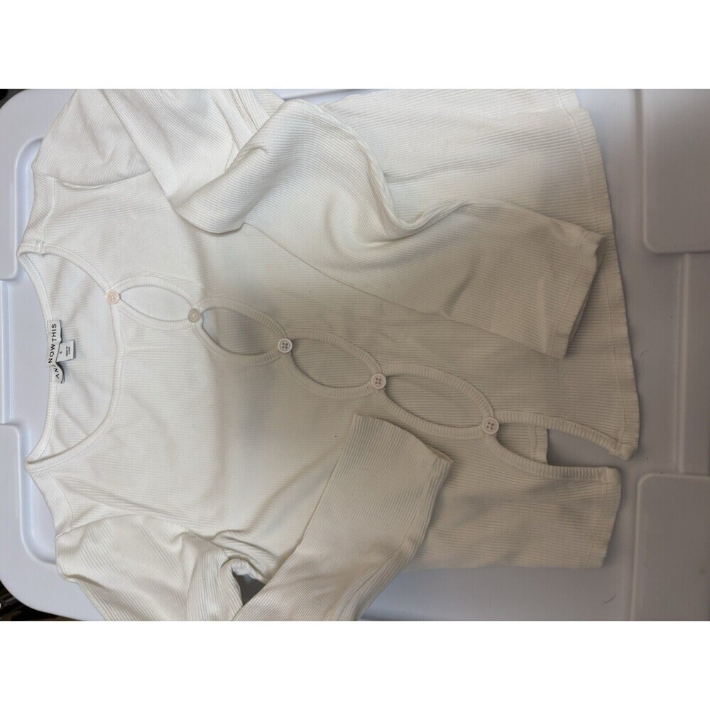 And Now This Ribbed Top With Cutouts‎ Sz Small White